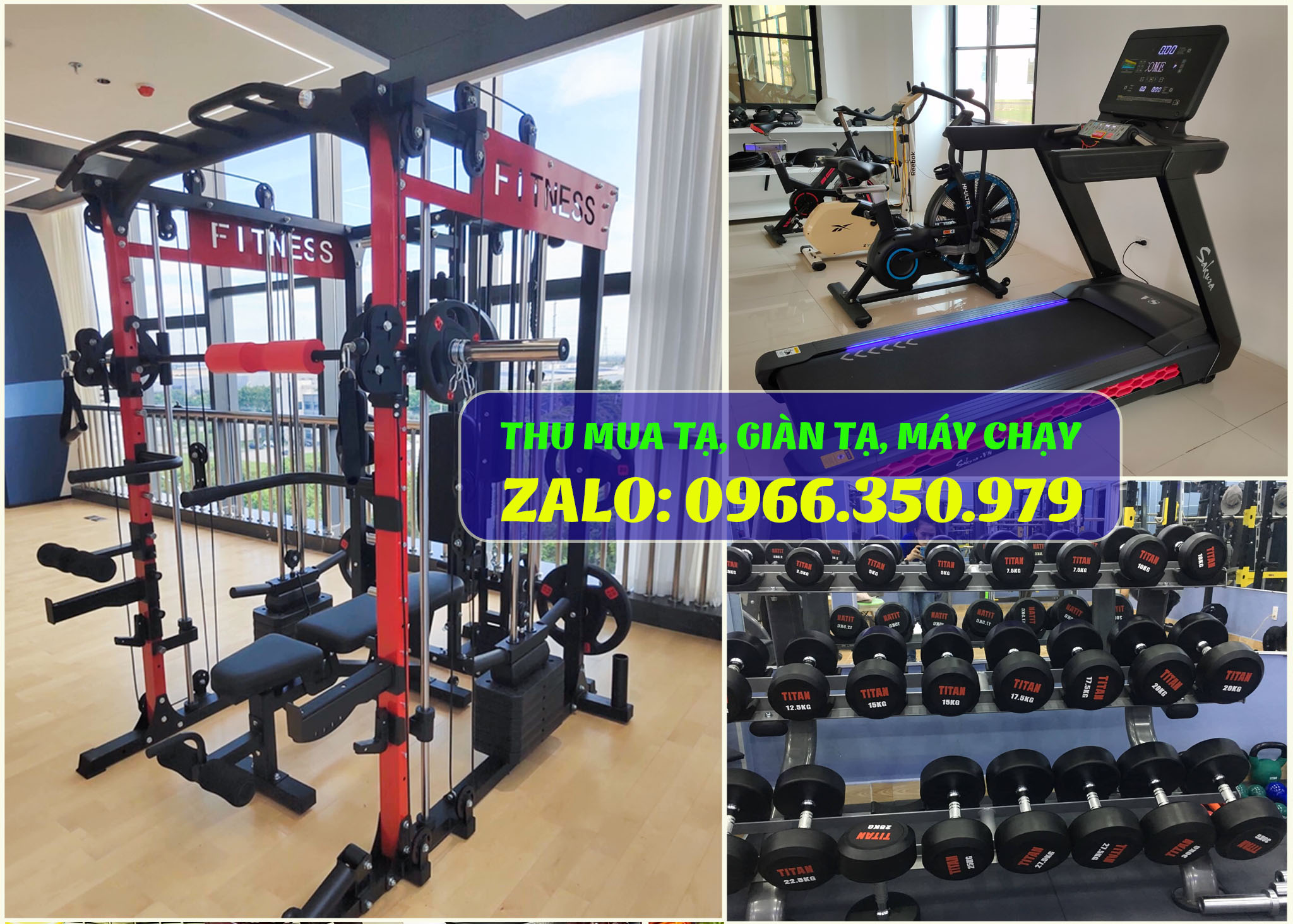 Thu mua giàn tạ, tạ tay, tạ đĩa, máy chạy bộ cũ